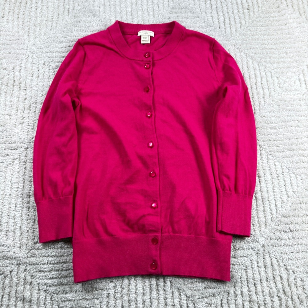 J Crew The Clare Cardigan Womens XXS Pink Cotton Button 14041 Preppy Classic Y2K